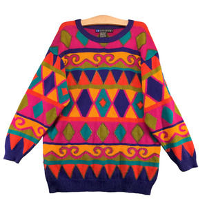 I.B. Diffusion Women's Pullover Sweater Multicolor Size M Geometric Colorful120